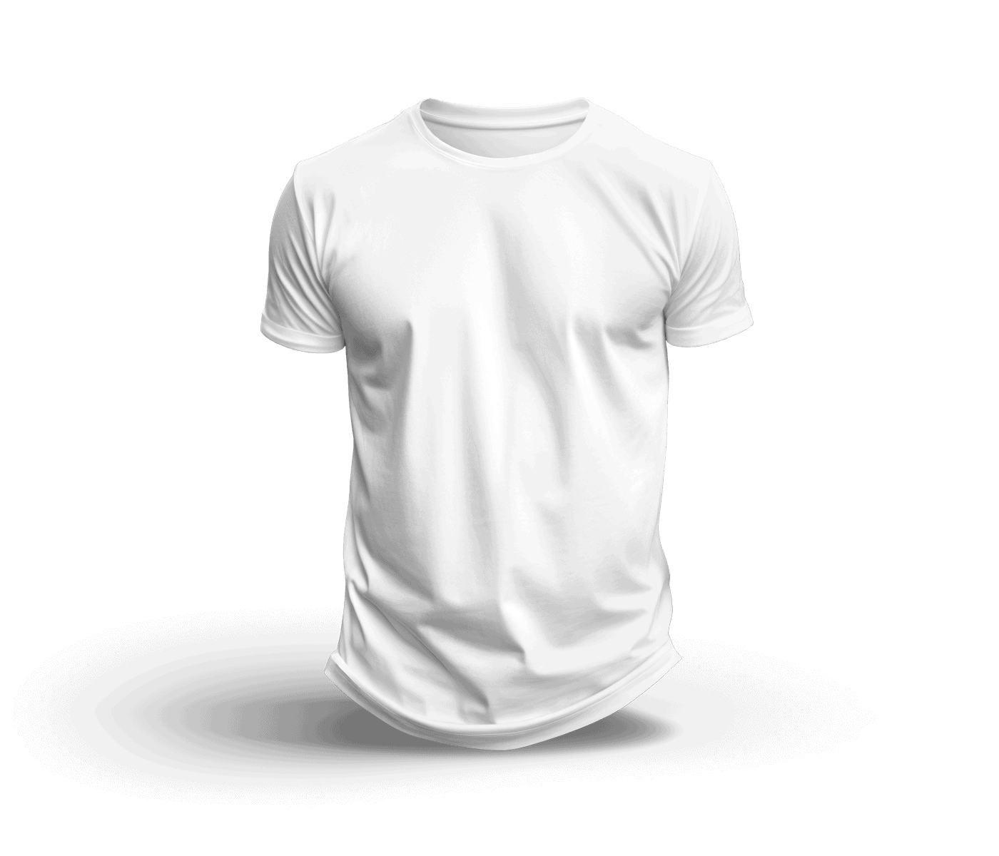 Weißes T-Shirt vor weißem Hintergrund