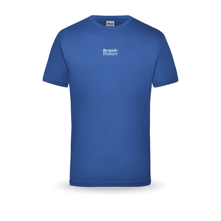 Blaues T-Shirt mit Logo-Aufdruck